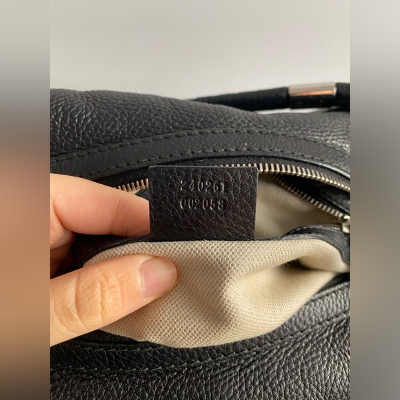 SOLD ๐ Gucci Hobo Bag Black Grainy Leather Silver Hardware Bamboo - Picture 11 of 13